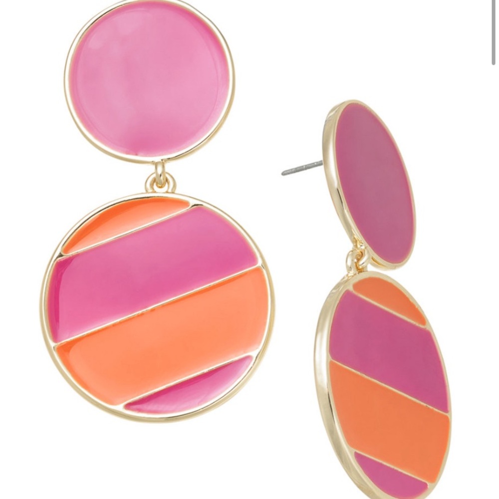 Gold-Tone Enamel Double-Drop Earrings